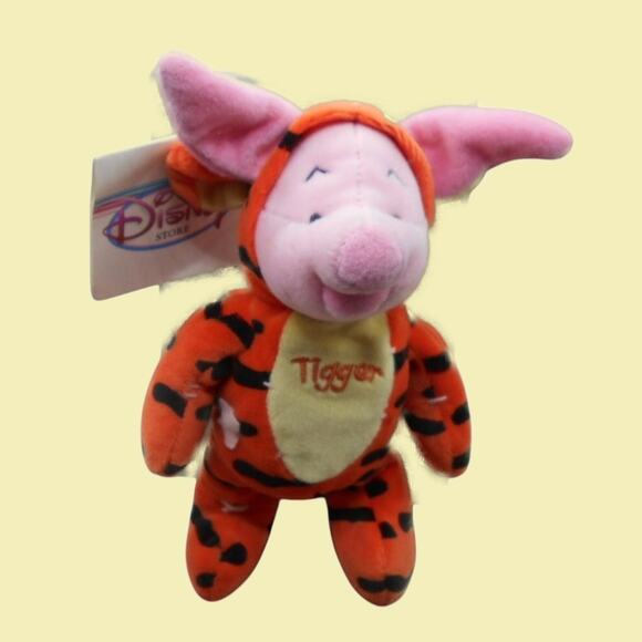 Disney 8" Piglet Dressed as Tigger Mini Bean Bag w/Tags Retired Plush Pooh - Picture 1 of 7